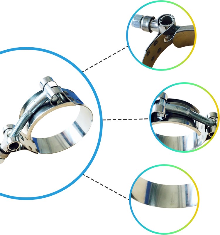 Stainless Steel Band with Bolt Size Range 7.04-7.34 Size Range 7.04-7.34 United Pacific Distributors 853-725 T-Bolt Clamp 